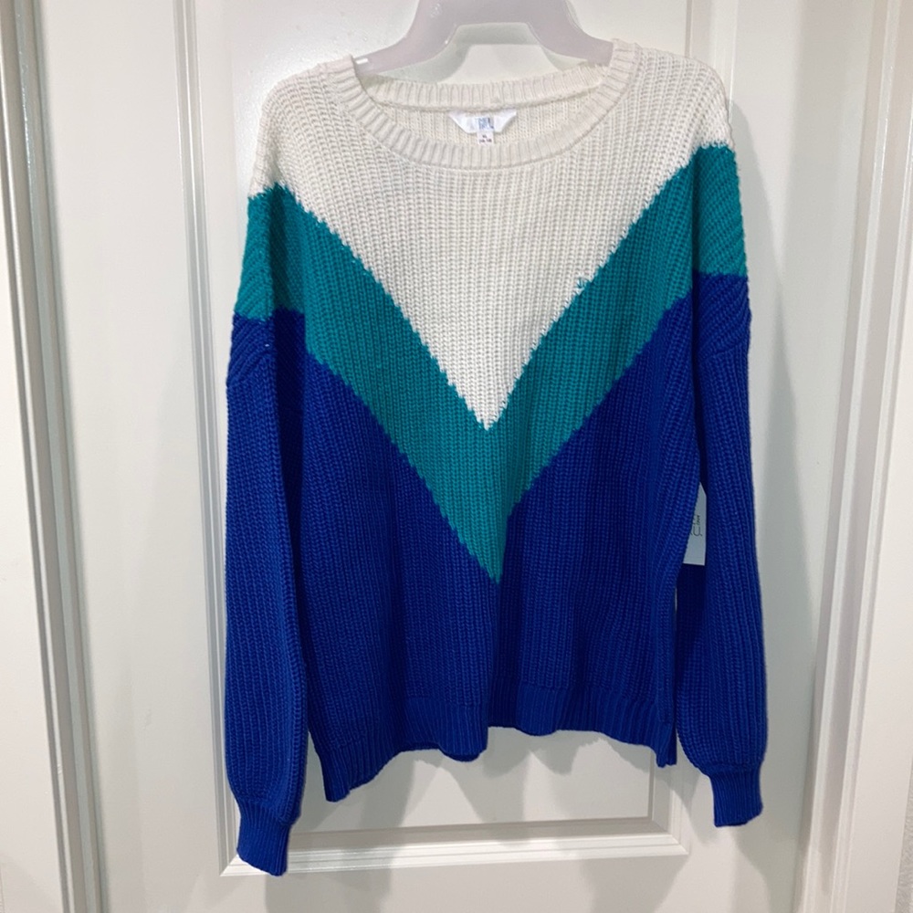 Time and Tru Women's Pullover Knit Sweater Multicolor Chevron Brand new 3 colors